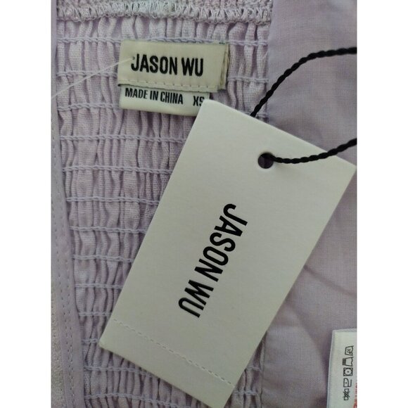 Jason Wu XS Lavender Linen Blend Cropped Top With Bow Detail & Adjustable Straps - Picture 3 of 8